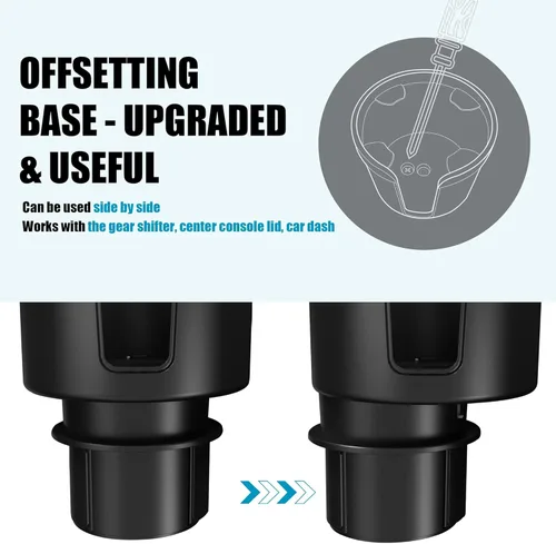 Vista 6 de Adaptador expansor de portavasos de automóvil mejorado con base ajustable desplazada, compatible con Yeti Ramblers de 14/24/36/46 oz, Hydro Flasks