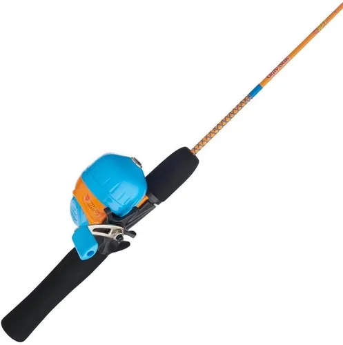 Vista 2 de Ugly Stik Mattel Hot Wheels Spincast Combo de 3 pies - Combo de pesca para niños, cómodo mango de EVA para manos pequeñas, multiparada anti-reversa