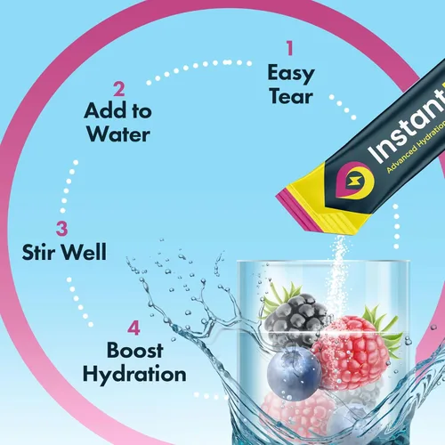 Vista 6 de Polvo de electrolitos – 3 veces electrolitos, 1/2 azúcar con vitamina C, B3, B6, paquetes de electrolitos en polvo para hidratación, recuperación e