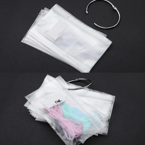 Vista 4 de Bolsas organizadoras de hilo dental con clips de anillo para carpetas de hojas sueltas de 2 pulgadas para tarjetas de índice, libros