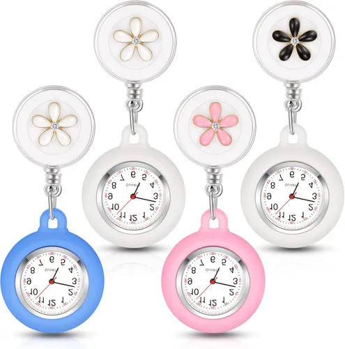 Outus Reloj de enfermera de 4 piezas para enfermeras médicos, reloj de enfermera, broche de bolsillo, reloj digital