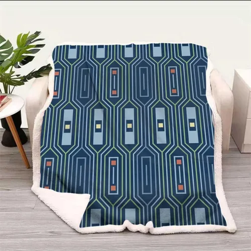 Vista 21 de Beige Cobijas Calientes para Invierno Geometry Lattice Line Modern Shaggy Blanket Decorative for Sofa, Couch, Bedroom Small Size 31.5In x 47In