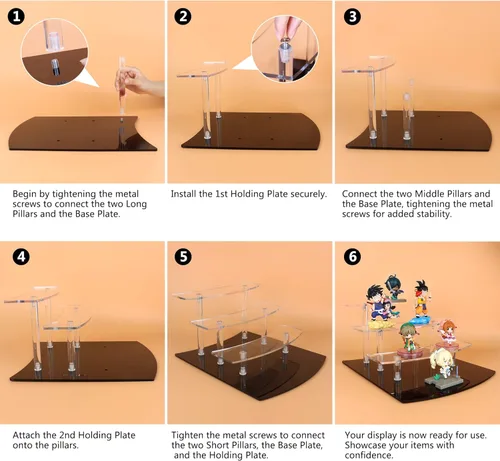 Vista 6 de ELEGANTLIFE Soporte elevador de acrílico – Estante transparente de 4 niveles para Funko POP, Amiibo, figuras, coleccionables, cupcakes, perfumes