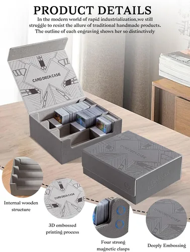 Vista 2 de cloudever Más de 1800 cajas de almacenamiento para tarjetas, caja de tarjetas coleccionables con cierre magnético, caja de cuero sintético