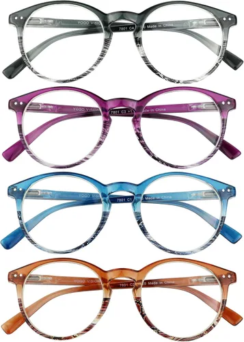 Yogo Vision Reading Glasses for Women Men Blue Light Blocking Reading Glasses Round Readers