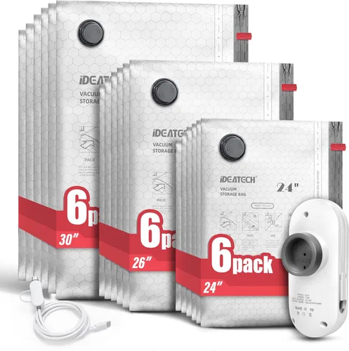 Vista 10 de IDEATECH Bolsas de vacío de viaje con bomba USB, bolsas de sellado al vacío ahorradoras de espacio para ropa y equipaje, bolsas de embalaje