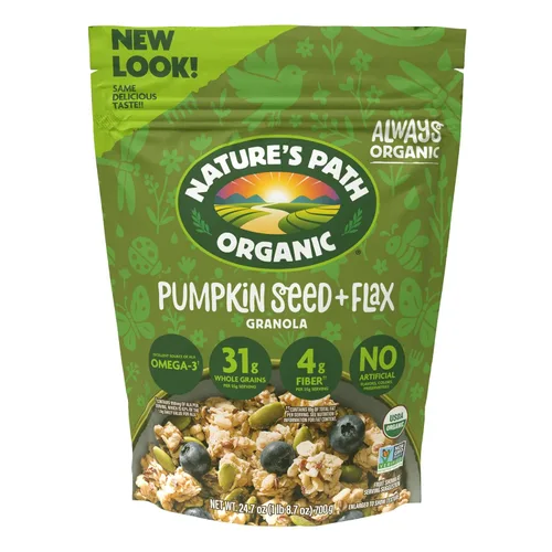 Nature's Path Granola Orgánica de Semilla de Calabaza + Linaza, 24.7 oz (Paquete de 1), Sin OGM