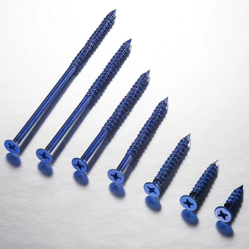 Vista 5 de (100 piezas) 316"x1-34 Tornillo de hormigón anclaje azul cabeza plana para anclar a mampostería, bloque o ladrillo estuco