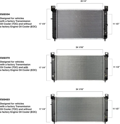 Vista 5 de Spectra Premium Radiador CU2423 con TOC, sin EOC, núcleo de 34-1/16 pulgadas, compatible con Chevrolet Silverado, GMC y Cadillac