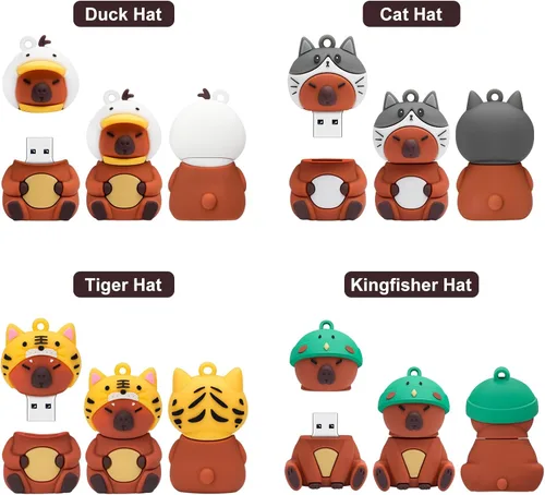 Vista 2 de BORLTER CLAMP Memoria USB Stick 4pcs 16GB Cute Flash Drive Capybara Animal Memory Stick Novedad Flash Drive Pendrive Thumb Drive Regalo
