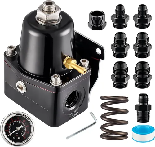 EVIL ENERGY Regulador de presión de combustible 6AN EFI Bypass Retorno ajustable (20-75PSI, 75-120PSI), negro