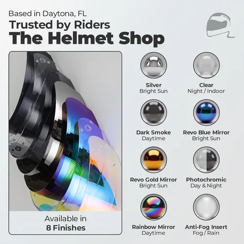 Vista 7 de The Helmet Shop HJ-33 Visor transparente claro para casco de motocicleta compatible con HJC i90, i91 y cascos modulares Harley – Protector