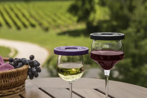 Vista 8 de (R Tuscan Juego de 6 cubiertas para copas de vino en hermosos colores terrosos para proteger tu copa de vino de insectos e insectos