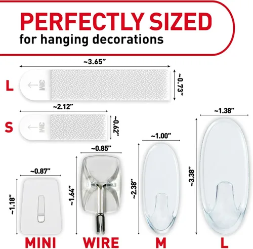 Vista 2 de Command Clear - Paquete de ganchos y tiras variados para colgar hasta 19 artículos, organiza sin daños