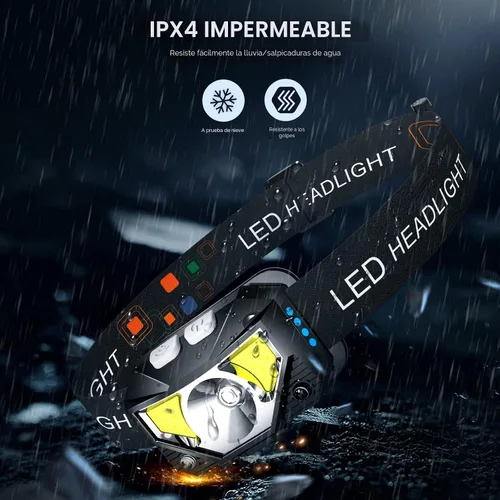 Vista 7 de LHKNL Linterna Frontal, Lúmenes LED Ultra Brillante Recargable con Luz Blanca y Roja, Paquete de 2 Lámparas de Cabeza Impermeables con Sensor