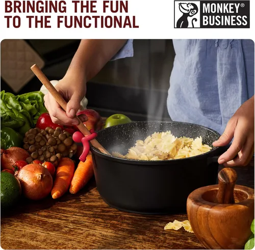 Vista 3 de Hug Doug - Soporte para cuchara y elevador de tapa para evitar que la cuchara se caiga, soporte de cuchara de silicona, soporte para cuchara