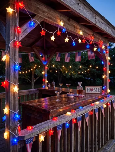 Vista 5 de 8.5Ft Patriotic Red White Blue Star String Lights, 10 LED Plug in Connectable Fairy Lights for 4th of July Independence Day, Outdoor Waterproof Star