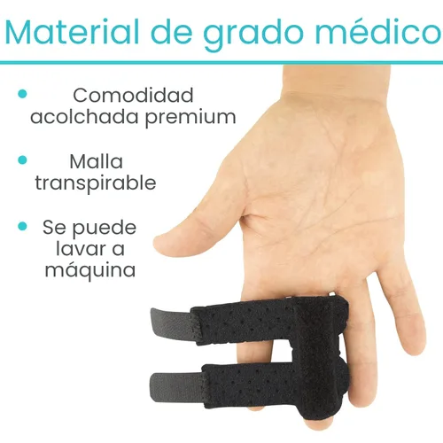 Vista 8 de Férula Vive para dedos (paquete de 2) - Enderezador universal de dedos - Férulas para dedos rotos y de dedo gatillo - Soporte de dedo para dolor