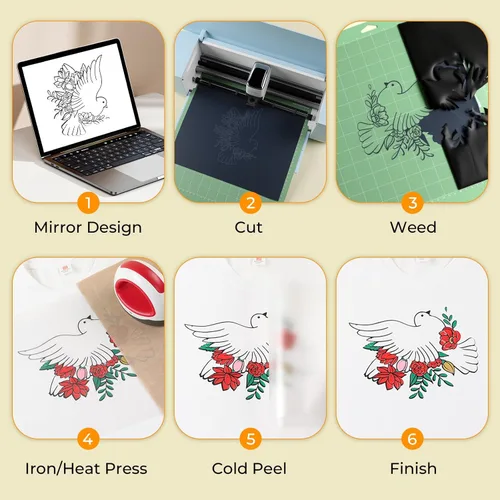 Vista 4 de HTVRONT Vinilo de Transferencia de Calor HTV, Paquete de 18 Unidades Variedad de Vinilo HTV 3-en-1 con Purpurina, Camaleón y Vinilo de PU