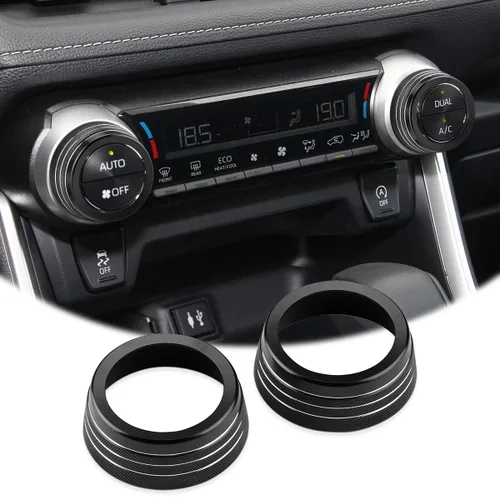 Auovo Cubierta de perilla de CA compatible con accesorios Toyota RAV4 2025 2024 2023 2022 2021 2020 2019 para perilla de aire acondicionado, Negro