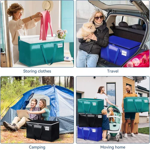 Vista 7 de HomeHacks Cajas de mudanza resistentes, bolsas de almacenamiento grandes con asas resistentes para mudanzas universitarias, bolsas