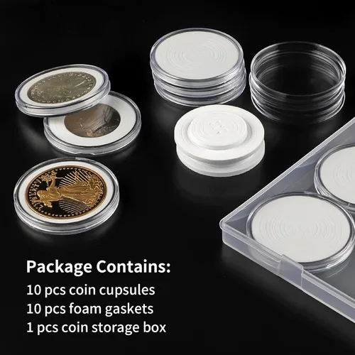 Vista 5 de 10 piezas de cápsulas transparentes para monedas, portamonedas de dólar de plata, portamonedas para coleccionistas, estuche de monedas de plástico