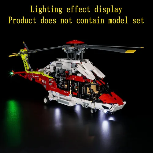 Vista 7 de GEAMENT Kit de luces LED compatible con Lego Airbus H175 Rescue Helicopter – Juego de iluminación para modelo Technic 42145 (modelo no incluido)