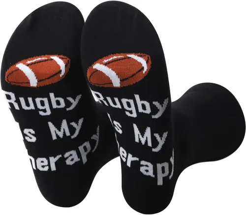 Vista 7 de PXTIDY 2 pares de calcetines para amantes del rugby - Calcetines novedosos para fanáticos del rugby