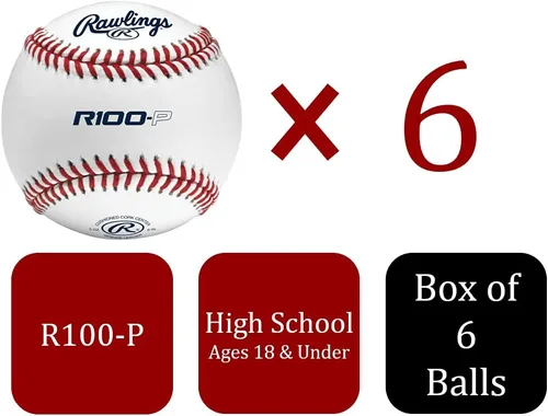 Vista 2 de Rawlings R100-P Practice Baseballs Collegiate High School Youth Flat/Raised Seam Options