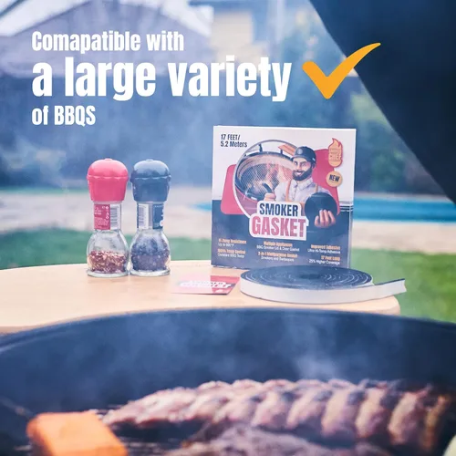Vista 7 de Junta para ahumador Chef Smoker – Junta de 0.6’’ de ancho 0.2’’ de grosor, junta de alta temperatura para parrilla, de 17 pies de largo, cinta