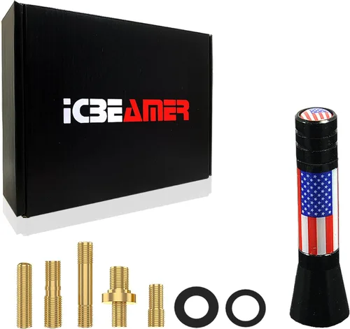 Vista 23 de ICBEAMER 3 inch / 76 mm MINI Mexican Mexico Flag Automotive Antenna with Internal Copper Coil Universal Fit AM/FM Radio Antenna Replacement