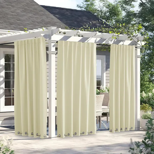 Vista 42 de NICETOWN - Cortinas opacas, impermeables, ojales resistentes al viento, pestaña trasera en la parte superior e inferior, bloqueo solar y cuerda