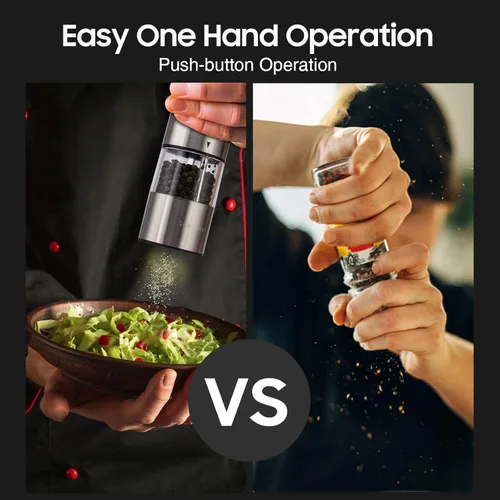 Vista 2 de Juego de molinillo eléctrico de pimienta y sal, grueso ajustable a batería, molinos de pimienta, molienda automática para restaurante de barbacoa