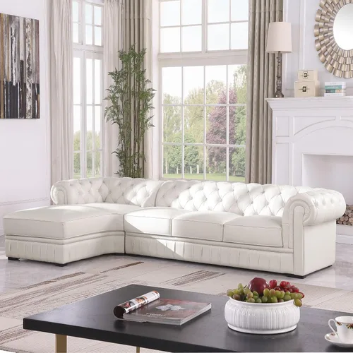 Vista 9 de Sofá seccional en forma de L, conjunto de sofás de Cuero, sofá grande de piel de vaca con sillón reclinable a la izquierda, adecuado para oficina