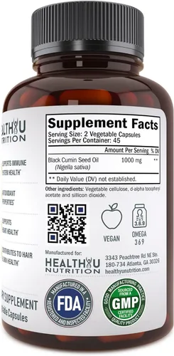 Vista 7 de Cápsulas de aceite de semilla de comino negro prémium – Píldoras de aceite de semillas negras virgen prensadas en frío Nigella Sativa – Suplemento
