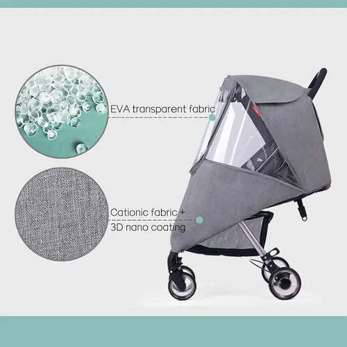 Vista 4 de Funda universal para la lluvia, transpirable, protector contra el clima, reutilizable, fácil instalación, cochecitos, accesorios, cochecitos Azul