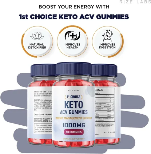 Vista 3 de Paquete de 2 gomitas Keto ACV de 1st Choice – First Choice Keto Gummies Advanced Weight Loss 1st Choice Gummies con vinagre de sidra de manzana +