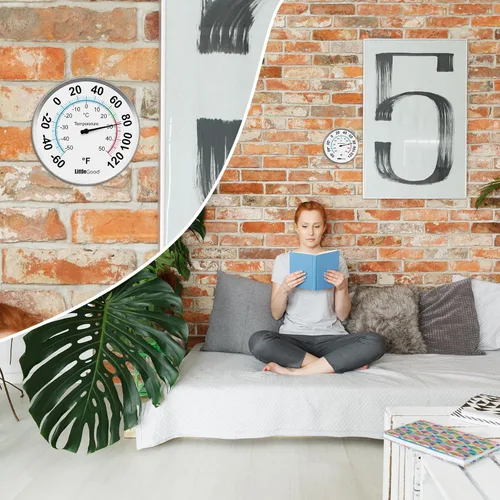 Vista 5 de Termómetro analógico de 5 pulgadas para interiores y exteriores, termómetro analógico para actualización de temperatura, termómetros de pared