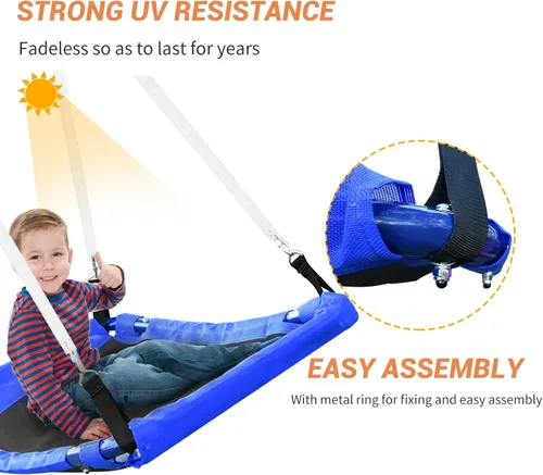 Vista 5 de Kiriner Swing Sets for Backyard, 5 in 1 Swing Sets with Heavy Duty Double Reinforced, 440lbs Saucer Swing, Belt Swing, Climbing Rope, Climbing