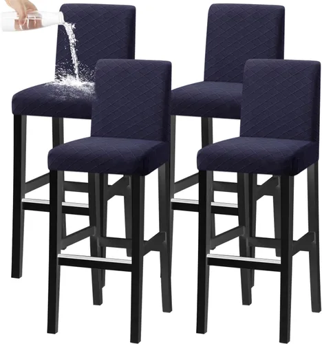 Vista 8 de Fundas para taburete de silla de bar, elásticas, extraíbles y lavables, para comedor giratorio corto (beige, juego de 2)