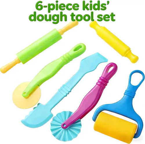 Vista 6 de Juego de herramientas de masa para niños de 6 piezas, accesorios coloridos y seguros para modelar para manos pequeñas