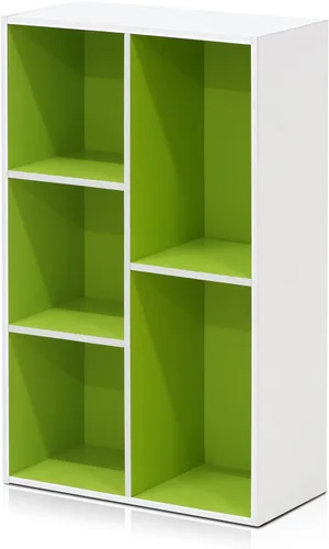 Vista 7 de Furinno - Estantería de 5 cubos serie Luder para libros y almacenamiento, color blanco y verde