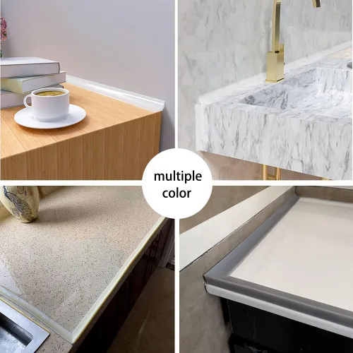 Vista 5 de Presa de agua para umbral de ducha, barrera impermeable de silicona autoadhesiva para baño y cocina, ducha, protección para separación seca y Negro