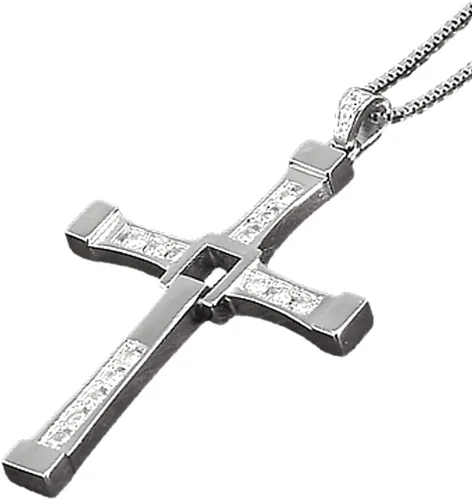 Collar de plata de ley 925 Fast X Dom's Cross Collar con colgante giratorio de Toretto para hombres y mujeres 4 tamaños