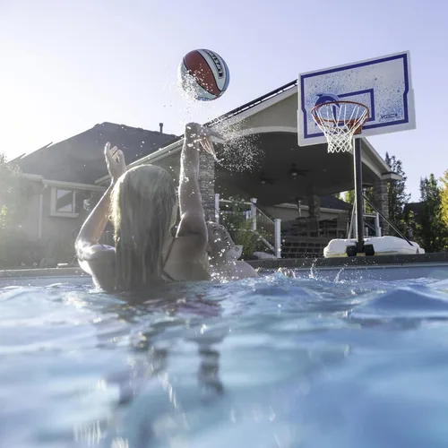 Vista 8 de Lifetime Aro de baloncesto portátil junto a la piscina, tablero de impacto de 44 pulgadas