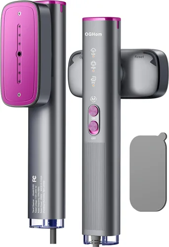OGHom Vaporizador para ropa, vaporizador de viaje de 110-240 V y plancha 2 en 1, potente vapor de 1000 W, removedor de arrugas portátil de mano,