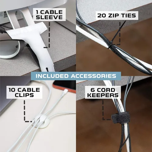 Vista 7 de Iron Forge Cable Caja de organización de cables, paquete de 2 – Organizador de cables blanco y protector para cables, regletas de alimentación