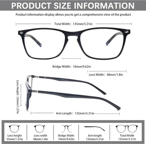 Vista 3 de Paquete de 2 lentes de lectura progresivos multienfoque para hombres y mujeres, bloqueo de luz azul para computadora y lectores antifatiga ocular