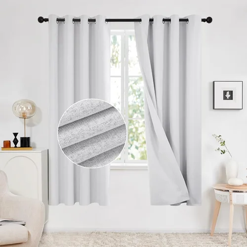 Vista 41 de Deconovo Cortinas totalmente opacas de lino, cortinas de oscurecimiento de habitación con ojales para dormitorio, sala de estar, habitación