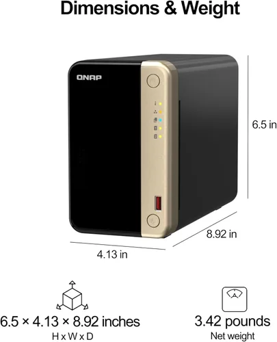 Vista 3 de QNAP TS-264-8G-US NAS de escritorio de alto rendimiento de 2 bahías con procesador Intel Celeron Quad-Core, ranuras PCIe M.2 y conectividad de red